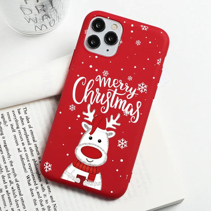 Christmas Gift Phone Case For iPhone 16 15 12 13 14 11 Pro Max Mini Cute Reindeer Santa Cover For iPhone XS X XR SE 8 Plus Shell