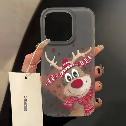 Christmas Cartoon Cute Phone Case For iPhone 11 Case iPhone 13 12 14 15 16 Pro Max Plus 12 13Mini Shockproof Soft Silicone Cover