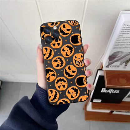 Pumpkin Halloween Happy Phone Case For iPhone 17 16 15 14 13 12 11 Pro Max Cases For iPhone 17 Air 16 Plus 16E XS Silicone Cover
