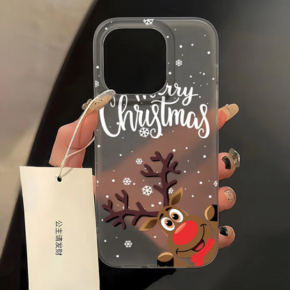 Christmas Cartoon Cute Phone Case For iPhone 11 Case iPhone 13 12 14 15 16 Pro Max Plus 12 13Mini Shockproof Soft Silicone Cover