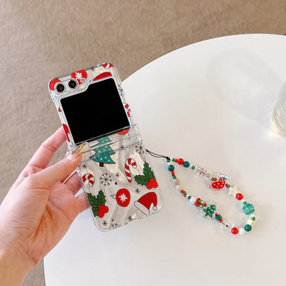 Cartoon Christmas Element Pattern Folding Phone Case for Galaxy Z Flip 3 4 5 6 Cute Phone Accessories Christmas Gift