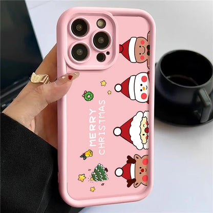Merry Christmas Phone Case For iPhone 16e 16 Pro Max 15 14 Plus 13 12 Pro Max 11 Soft TPU Silicone Back Cover New Year Gift