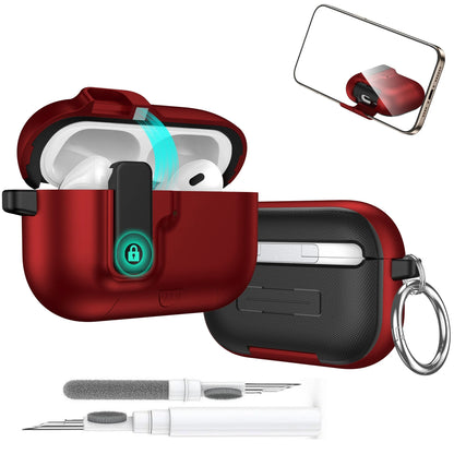 2025 for Airpods Pro 3 Protective Case Phone Stand Design with Cleaner Kit Magnetic Automatic Lock for Airpods Pro 3(Sand Stone)