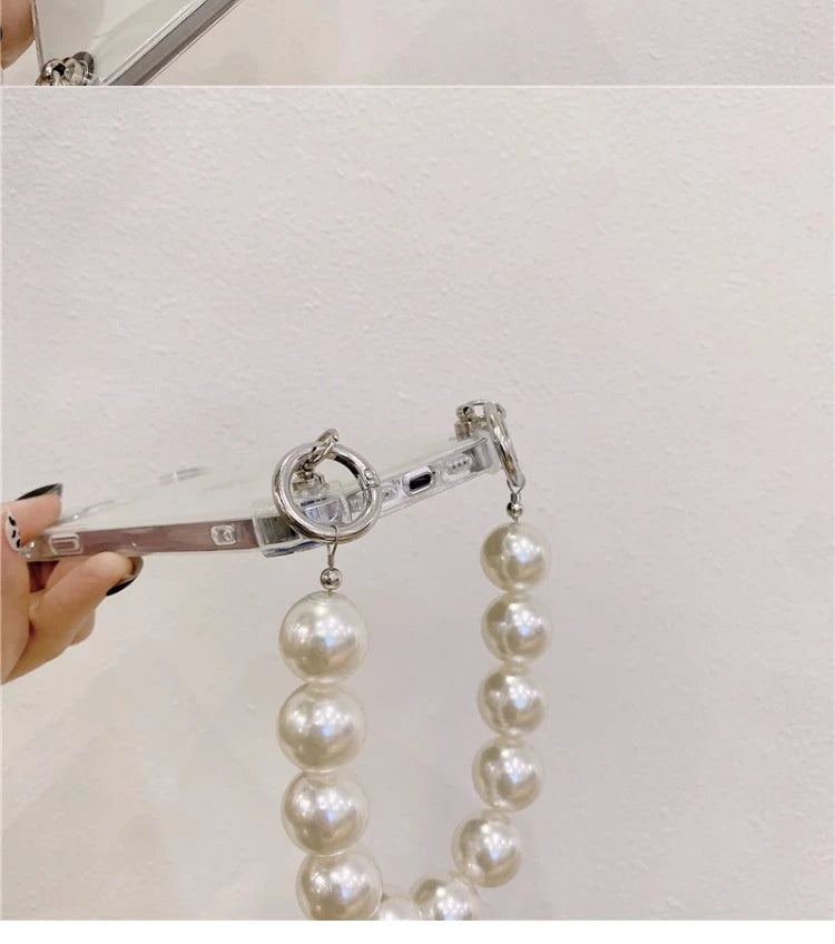 Pearl Bracelet Chain Phone case For iPhone 16 15 14 13 12 11 Pro X XS Max XR 7 8 Plus Shockproof Protection Cover