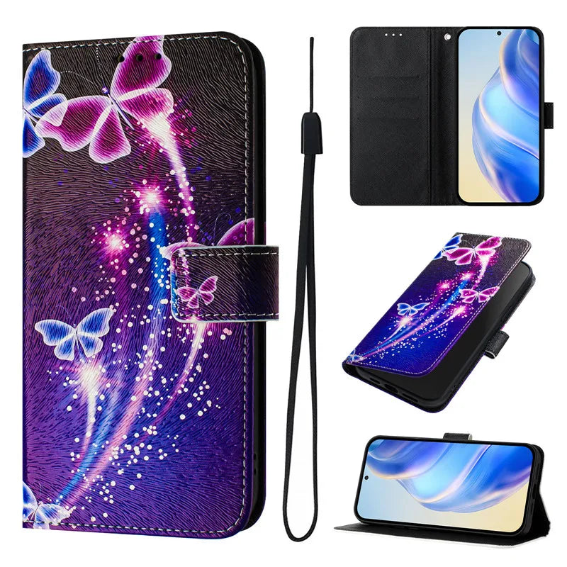 13 Leather Phone Case For iPhone 13 12 Mini 11 Pro 13Pro 12Pro Max 11Pro Coque Flip Cover Wallet Magnetic Painted Cases Cat Bear