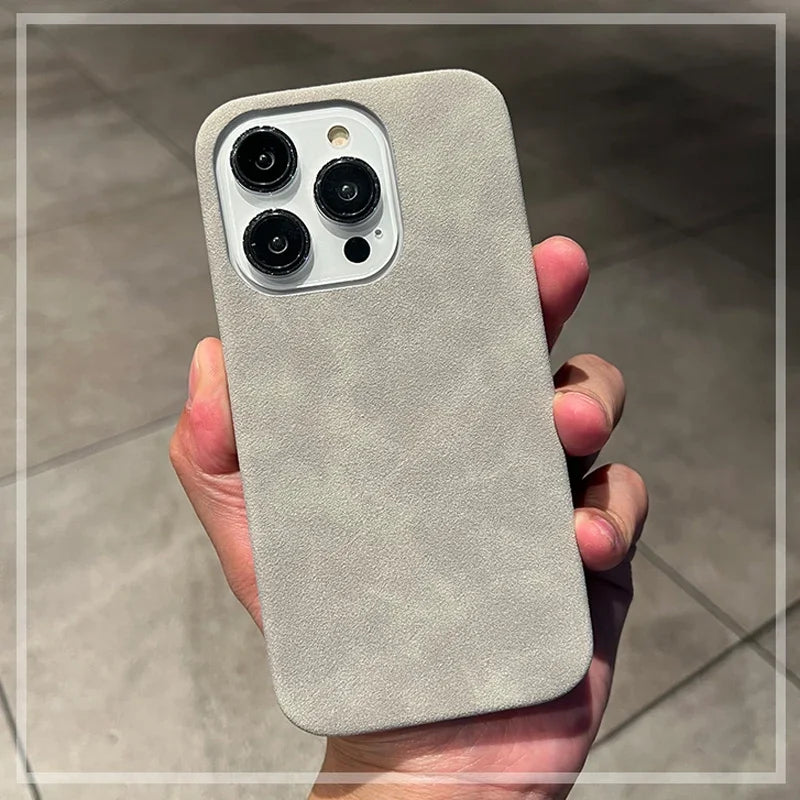 Phone Case For iPhone 16 15 14 13 12 11 Pro Max Plus Suede Leather Cases Matte Silicone Soft Shockproof Cover Fashion by Quickfindgoods. Store