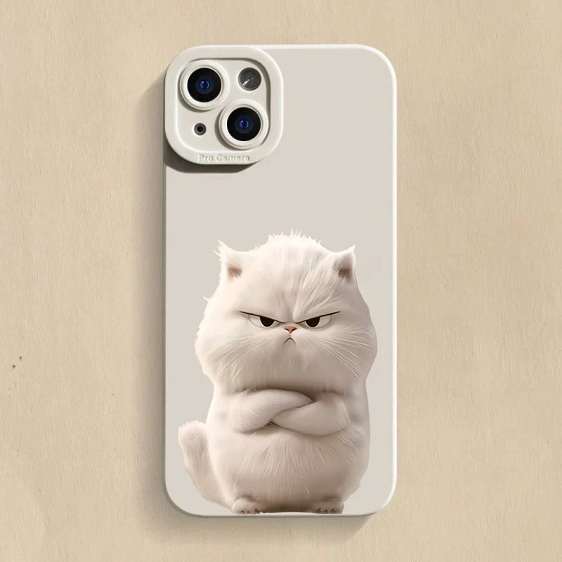Lovely Cool Cat Phone Case For iPhone 16 15 14 13 12 11 Pro Max XR XS Max 7 8 Plus Phone Case Shockproof Silicone Soft Cover