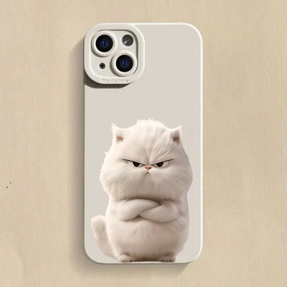 Lovely Cool Cat Phone Case For iPhone 16 15 14 13 12 11 Pro Max XR XS Max 7 8 Plus Phone Case Shockproof Silicone Soft Cover