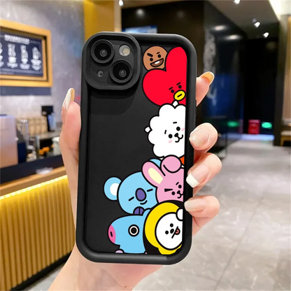 K-POP phone case FUNDA Phone Case For iPhone 16 12 13 14 Fashion 15 Pro Max Plus B-BT21S Lens Circle