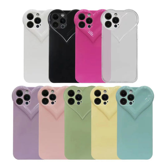 Love Heart Candy Solid Color Phone Cases For iPhone16 Pro Max iPhone16 Pro iPhone16 Camera Protective Back Cover