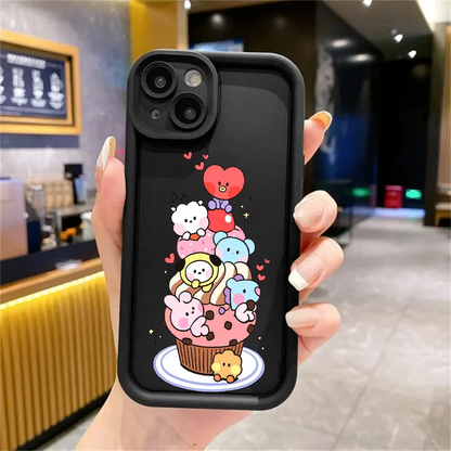 K-POP phone case FUNDA Phone Case For iPhone 16 12 13 14 Fashion 15 Pro Max Plus B-BT21S Lens Circle