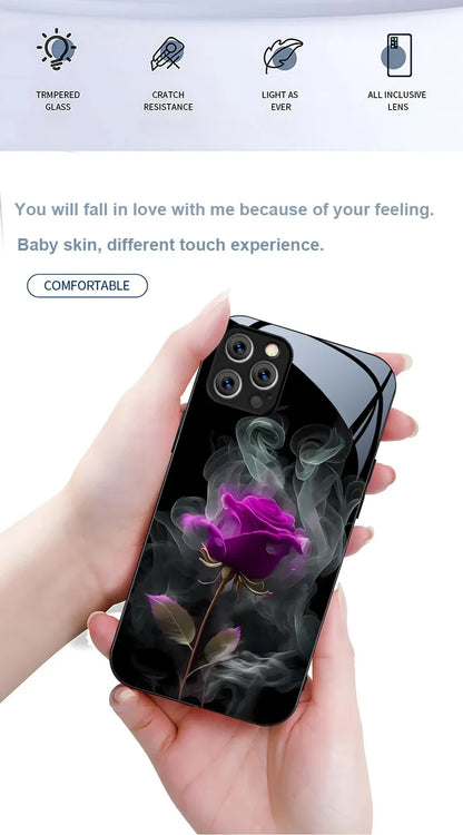 Suitable For [iPhone 11 12 13 14 15 16 Pro Max Plus Mini] Glass Phone Case Cover,Protect Soft Cover Cases