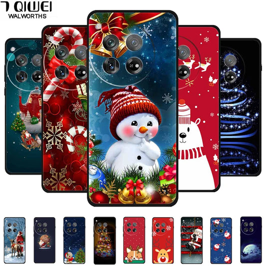 Christmas Phone Cases For Oneplus 12 12R 13 Case Black TPU Silicone For OnePlus 13 5G  TPU Protective Soft Cover 1+12 1+12R 1+13