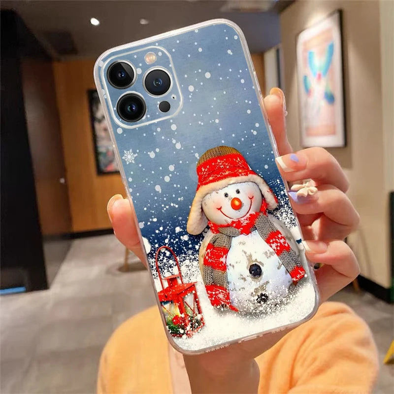 Christmas Santa Deer Snowman Phone Case For iphone 17 Pro Max Air 16 15 14 13 Pro Max 15 16 Pro 15Plus