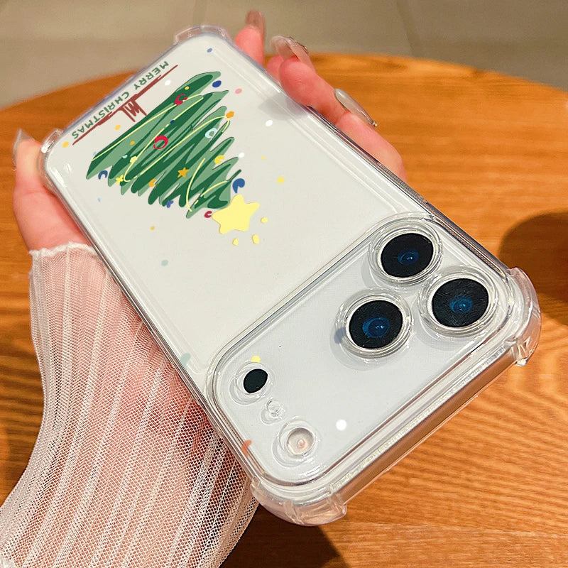 Christmas Tree Gifts Phone Case For iPhone Air 17 Pro 16 15 Pro Max 14 13 12 Pro 11 Shockproof Soft Silicone Transparent Cover