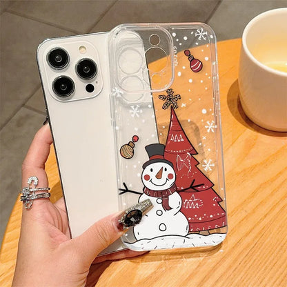 New Year Christmas Gift Clear Phone Case For iPhone 17 16 15 14 13 12 11 Pro Max Air Plus 13Mini Santa Claus Shell Cover Fundas