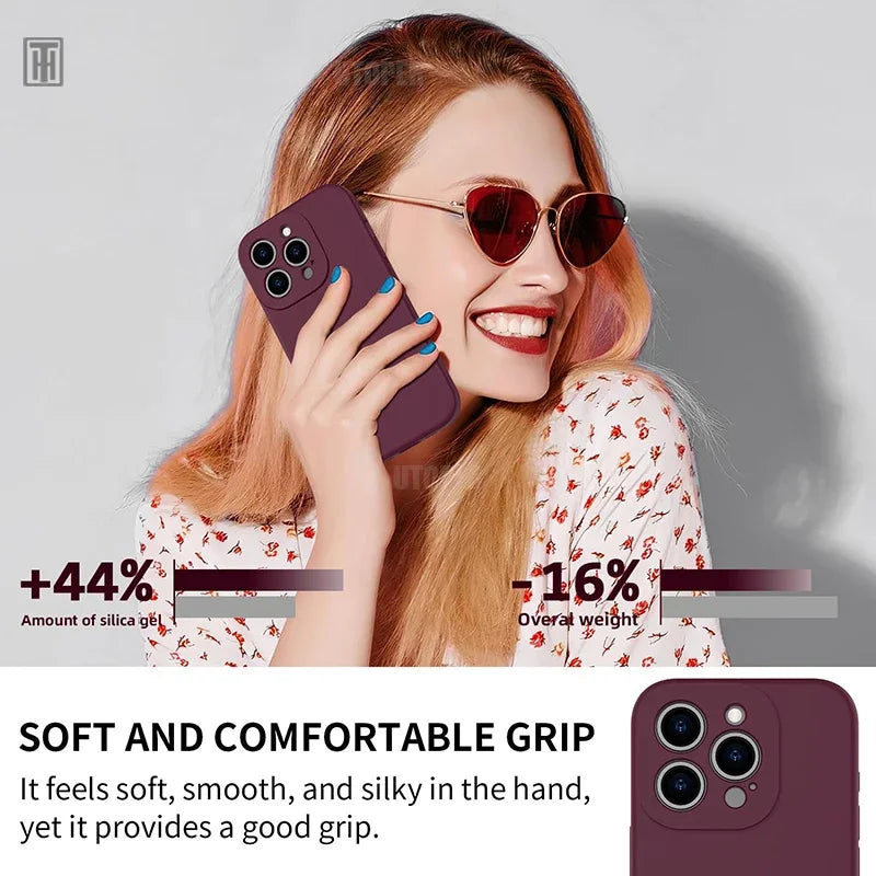 Luxury Silicone Antiskid Phone Case For iPhone 17 Air 16 15 14 13 11 12 Pro Max 16 Plus Shockproof Full Lens Protection Cover