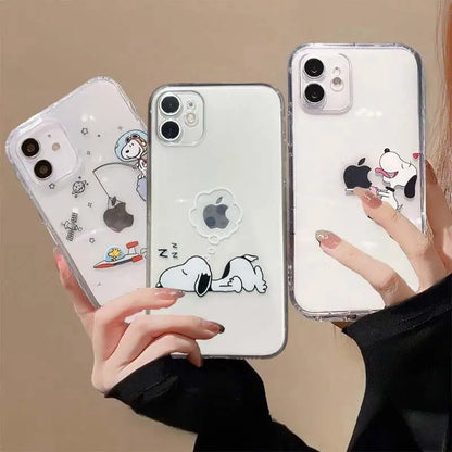 Cute Snoopy Phone Case for Iphone 17 16 15 Pro Max 11 12 13 14 Pro Max 16 14 Plus 12 13 Mini 17 Pro Clear Transparent Soft Cover