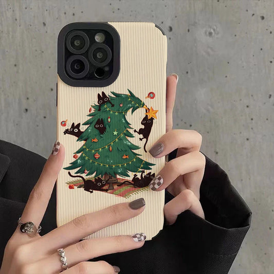 Christmas Cat Tree Phone Cases for IPhone 11 Case 14 Pro Max 15 Pro Max IPhone Case for IPhone 13