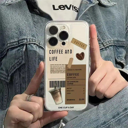 INS Hot Coffee Phone Cases For iPhone 16 15 14 13 12 11 Pro Max XR 8 7 Plus 13 12 Mini Soft Transparent Cover