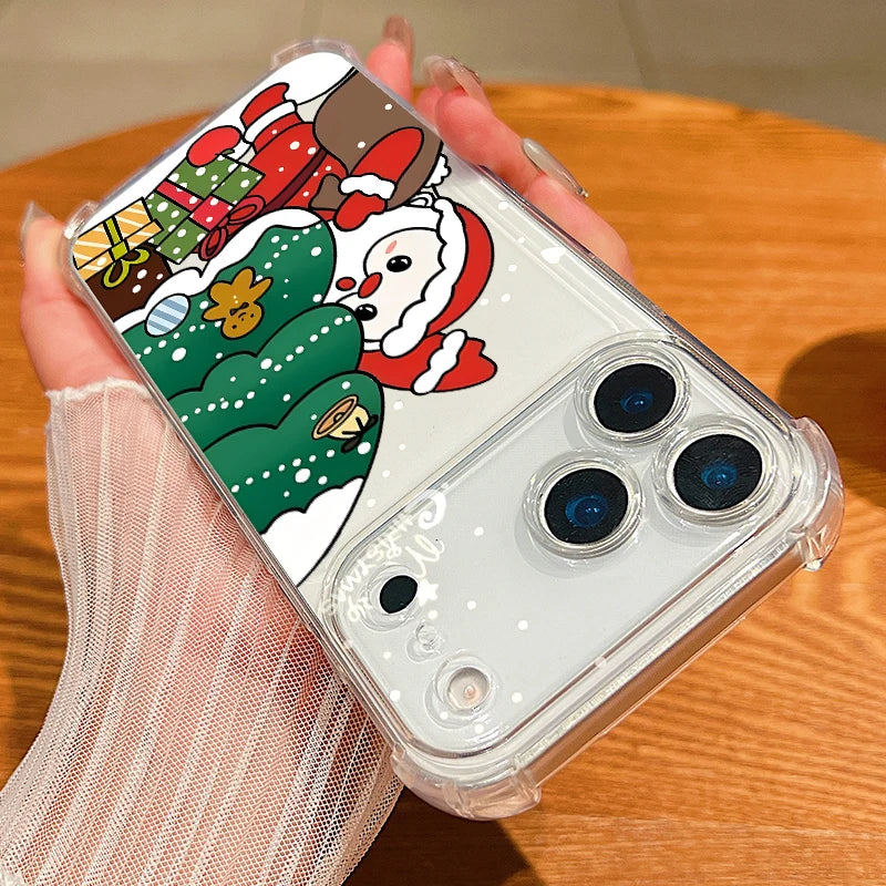 Christmas Tree Gifts Phone Case For iPhone Air 17 Pro 16 15 Pro Max 14 13 12 Pro 11 Shockproof Soft Silicone Transparent Cover