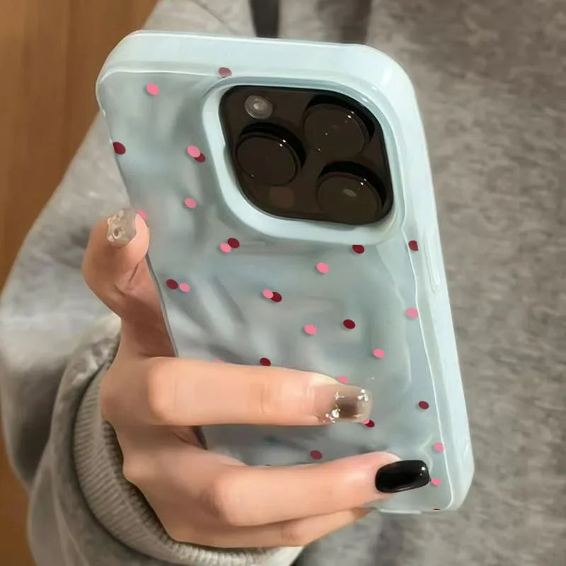 Love Polka Dot Texture Phone Case For iPhone 15 16 17 Pro Max Cases for iPhone 13 14 12 11 Pro 16 Plus 17 Air Shockproof Cover
