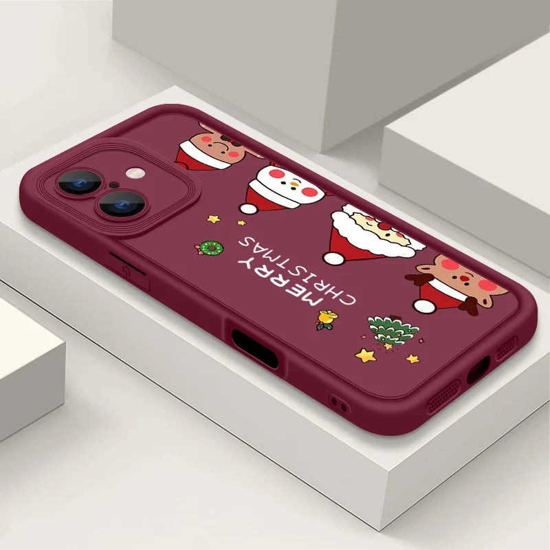 Merry Christmas Phone Case For iPhone 16e 16 Pro Max 15 14 Plus 13 12 Pro Max 11 Soft TPU Silicone Back Cover New Year Gift