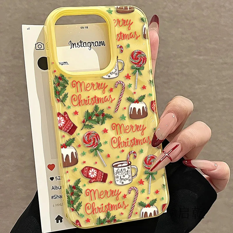 Christmas cake lollipop red Stars Phone Cases for iPhone 11 12 13 14 15 16 17 Pro Max Air Plus Shockproof Soft TPU Cover Case