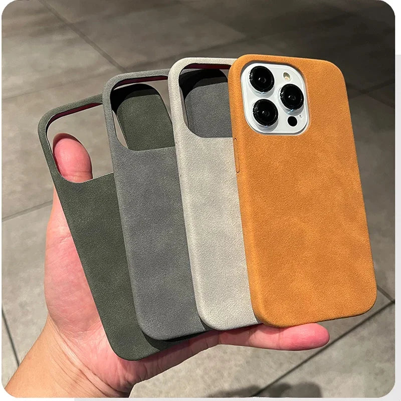 Phone Case For iPhone 16 15 14 13 12 11 Pro Max Plus Suede Leather Cases Matte Silicone Soft Shockproof Cover Fashion by Quickfindgoods. Store