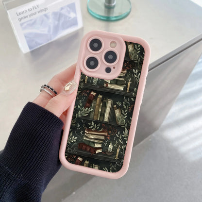 Book Shelf Creative Pattern Silicone Phone Case For iPhone 16 Pro Max Cases iPhone 15 14 13 12 11 XS Max X XR 7 8 Plus 16E Cover