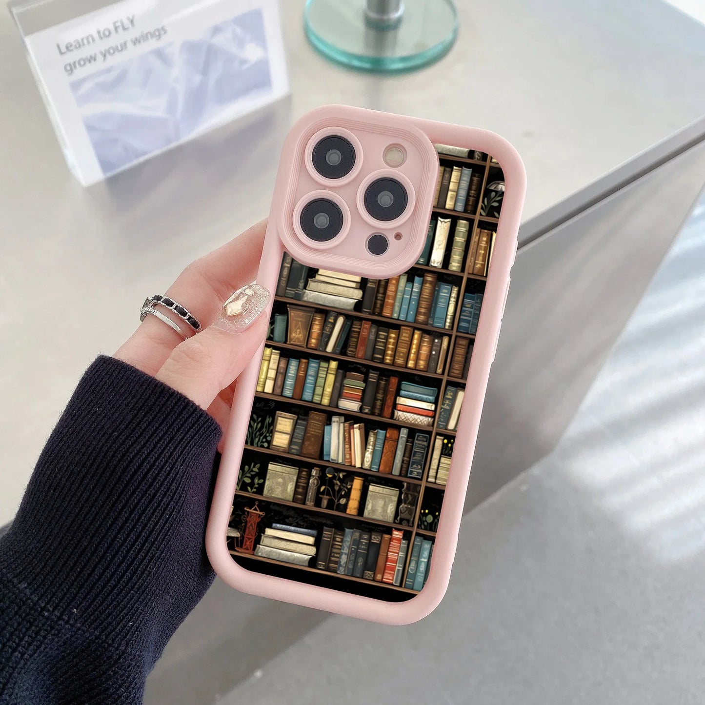 Book Shelf Creative Pattern Silicone Phone Case For iPhone 16 Pro Max Cases iPhone 15 14 13 12 11 XS Max X XR 7 8 Plus 16E Cover