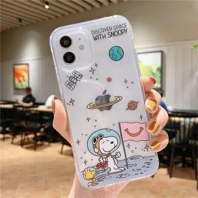 Cute Snoopy Phone Case for Iphone 17 16 15 Pro Max 11 12 13 14 Pro Max 16 14 Plus 12 13 Mini 17 Pro Clear Transparent Soft Cover