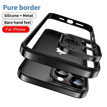 Camera Protection + Hybrid Silicone Frame Aluminum Metal Phone Case For iPhone 16 15 14 13 Pro Max Better Heat Bumper