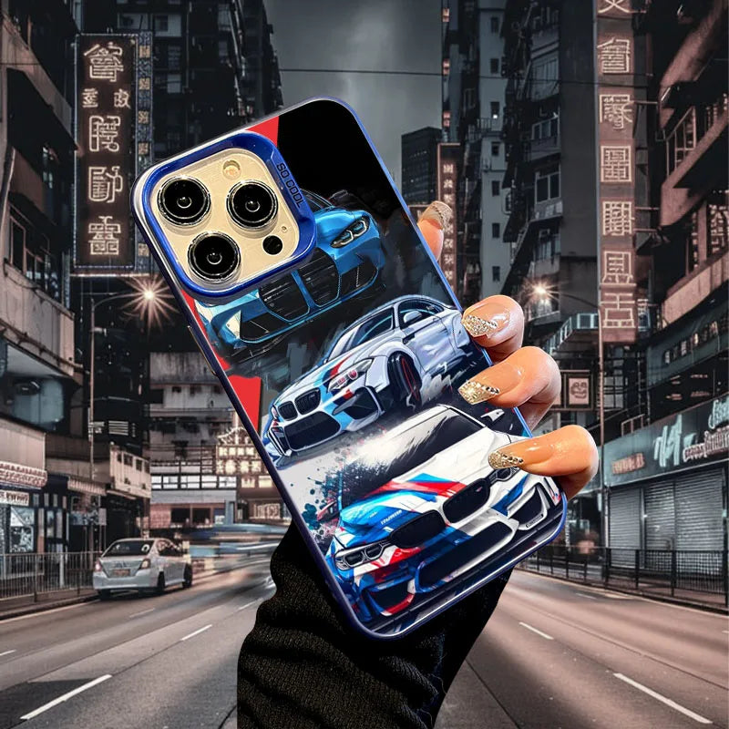 Sports Car Phone Case for iPhone 17 AIR 16 15 14 13 Pro 12 11 Pro Xs X XR Max Laser Hard PC+TPU Cases Back Cover-S731