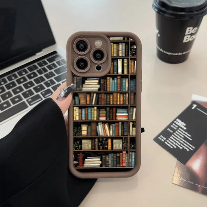 Book Shelf Creative Pattern Silicone Phone Case For iPhone 16 Pro Max Cases iPhone 15 14 13 12 11 XS Max X XR 7 8 Plus 16E Cover