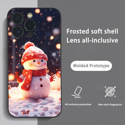 Christmas Winter Snowman Cute Phone Case For IPhone 16 15 14 13 12 11 Pro Max Plus Mini Frosted Soft Shell Funda