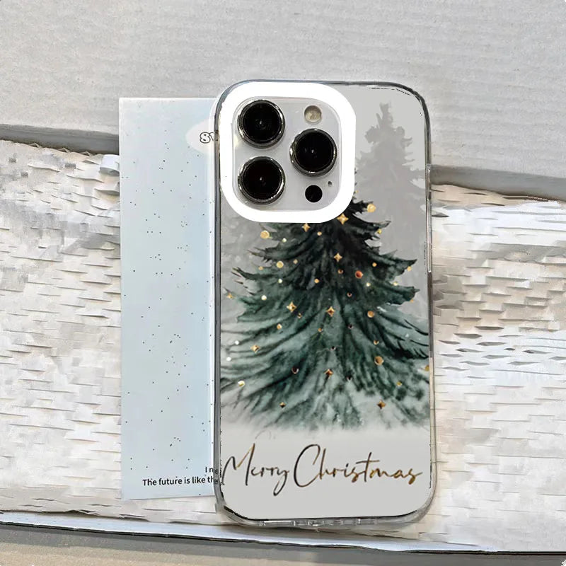 Christmas Tree Santa Claus Clear Phone Case For iPhone 16 Cases iPhone 17 Air 14 12 13 15 Pro Max XS X XR 8 7 Plus TPU Cover