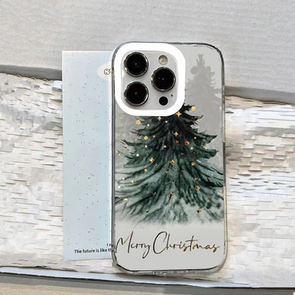 Christmas Tree Santa Claus Clear Phone Case For iPhone 16 Cases iPhone 17 Air 14 12 13 15 Pro Max XS X XR 8 7 Plus TPU Cover