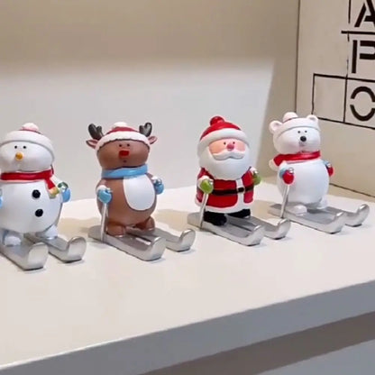 Christmas Style Santa Claus Phone Holder Cartoon Snowman/Penguin/Elk Phone Stand Resin Simulation Phone Support Home Desk