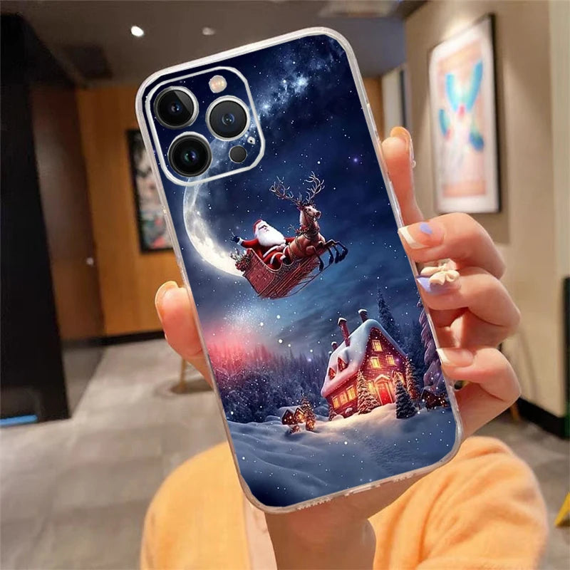 Christmas Santa Deer Snowman Phone Case For iphone 17 Pro Max Air 16 15 14 13 Pro Max 15 16 Pro 15Plus