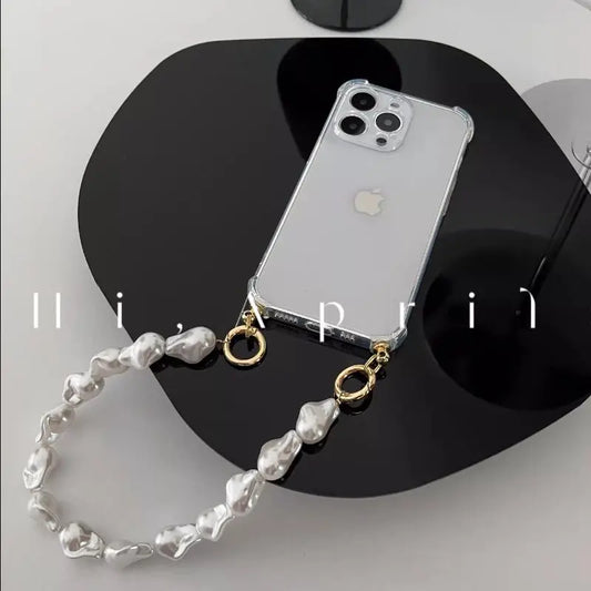 Pearl Bracelet Chain Phone case For iPhone 16 15 14 13 12 11 Pro X XS Max XR 7 8 Plus Shockproof Protection Cover