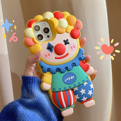 3D Cartoon Silicone Phone Case For iphone 17 16 15 14 Pro Max Face Cute Joker Clown Cases FO iphone 13 12 11 Shockproof Cover