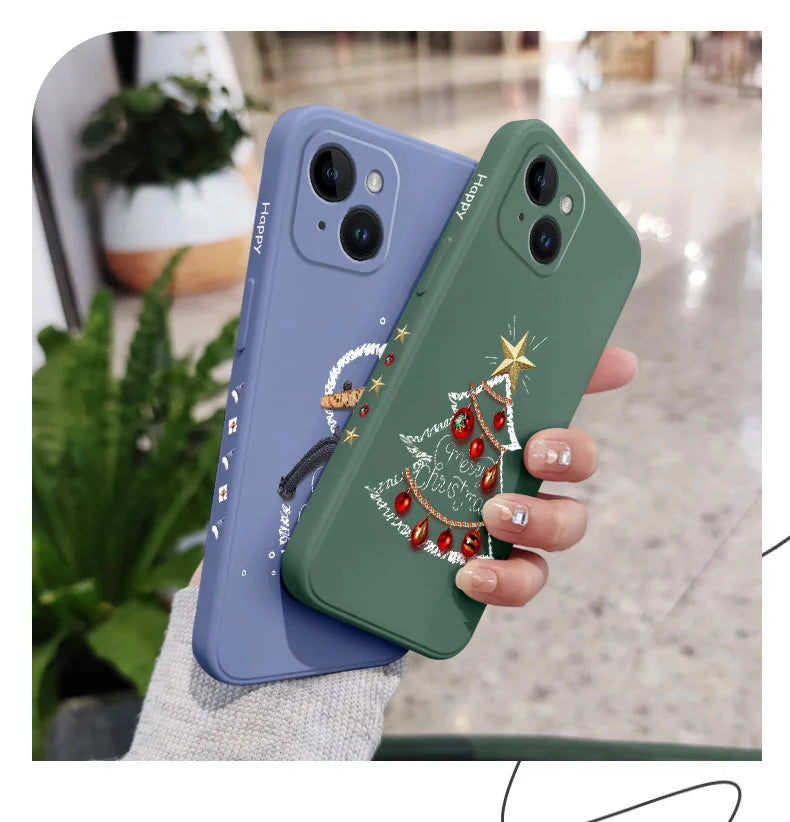 Christmas Motifs Phone Case For iPhone 17 Air 16 16E 15 14 13 12 11 Pro Max Mini X XR XS  8 7 Plus 6 6S Plus Cover