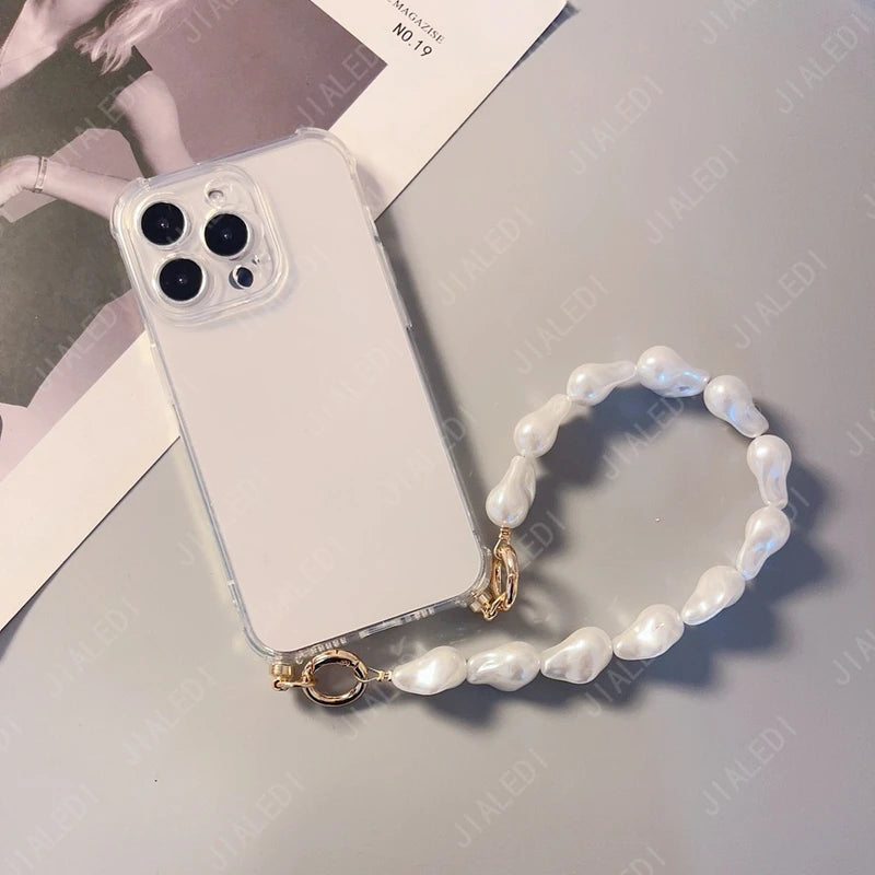 Pearl Bracelet Chain Phone case For iPhone 16 15 14 13 12 11 Pro X XS Max XR 7 8 Plus Shockproof Protection Cover