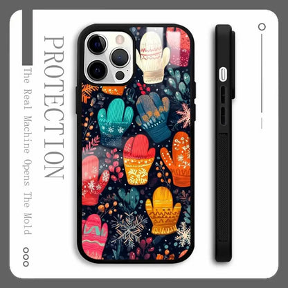 Christmas Gloves Cool Phone Case For IPhone 16 15 14 13 12 11 Pro Max Plus Mini Plus Hard Mirror Surface Protect Funda