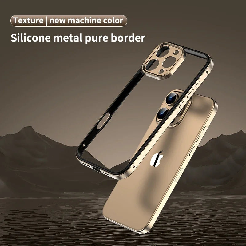 Camera Protection + Hybrid Silicone Frame Aluminum Metal Phone Case For iPhone 16 15 14 13 Pro Max Better Heat Bumper