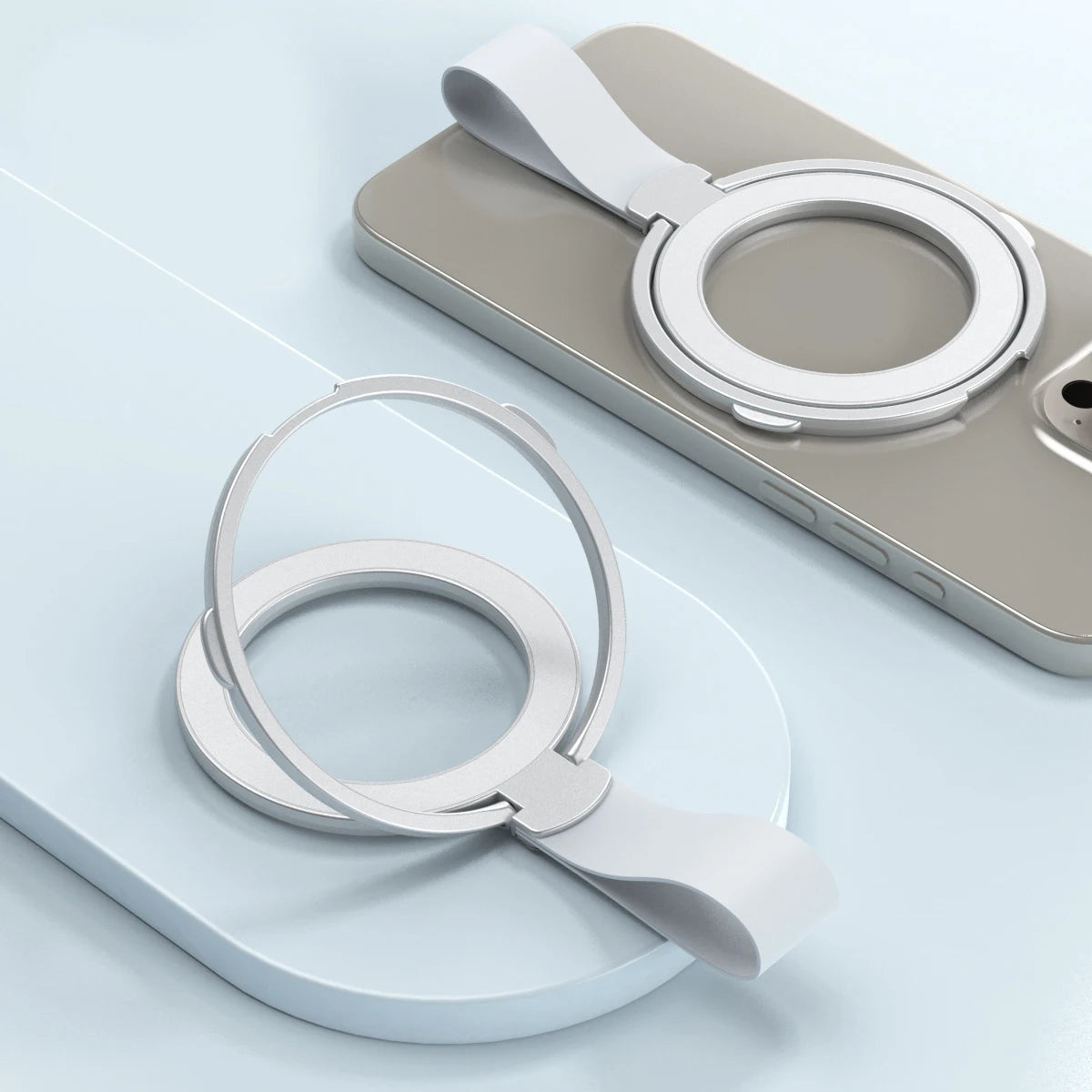 Strong Magnetic Phone Holder For iPhone 16 15 14 13 Series with Silicone Lanyard Dropproof Cover Magnetic 360° Rotatable Stand