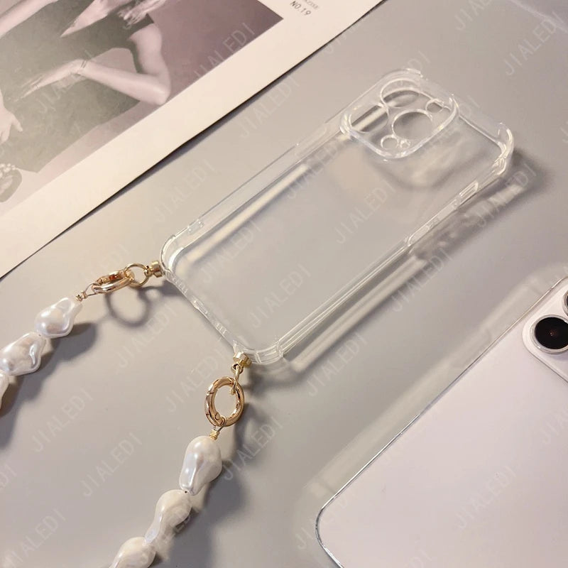 Pearl Bracelet Chain Phone case For iPhone 16 15 14 13 12 11 Pro X XS Max XR 7 8 Plus Shockproof Protection Cover