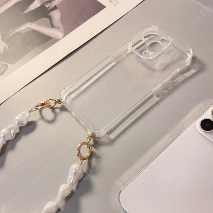 Pearl Bracelet Chain Phone case For iPhone 16 15 14 13 12 11 Pro X XS Max XR 7 8 Plus Shockproof Protection Cover