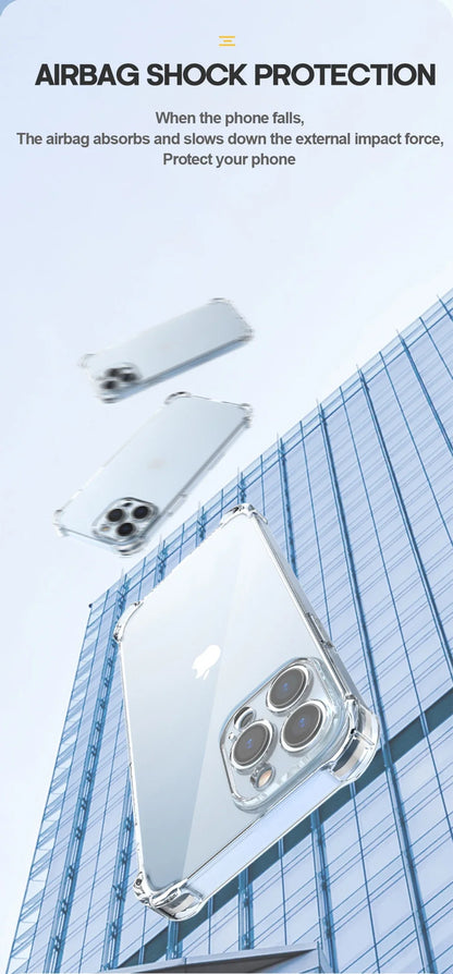 Shockproof Silicone Clear Phone Case For iPhone 13 11 12 14 17 Pro Max Mini Lens Protection Back Case For iPhone 15 16 PRO XS XR